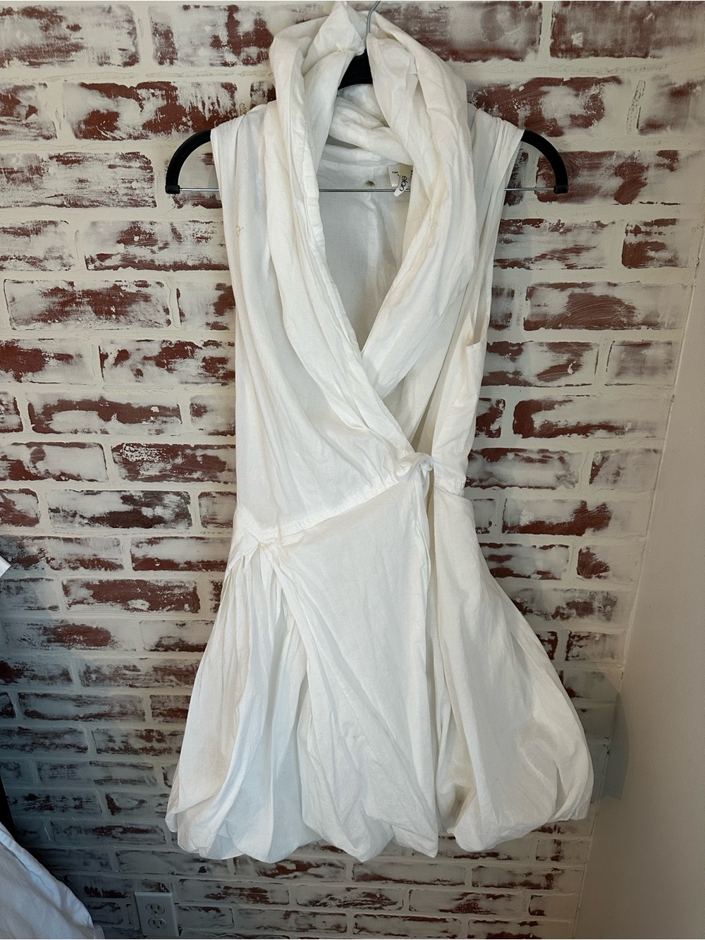 Elan White Draped Sleeveless Wrap Mini Dress